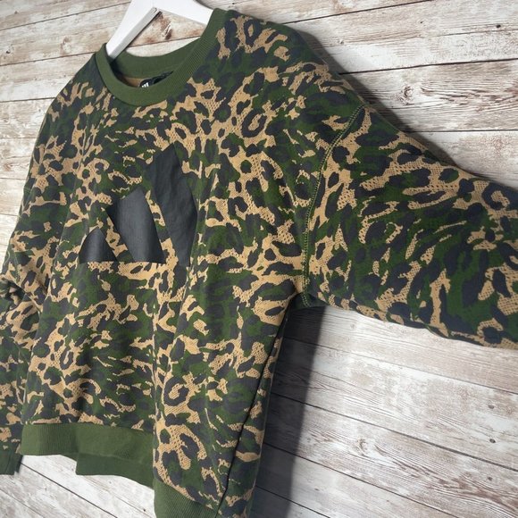 Adidas M Camo Leopard Crop Pullover Sweater​​ - Picture 4 of 14